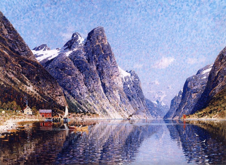 A Norweigan Fjord Scene a Adelsteen Normann
