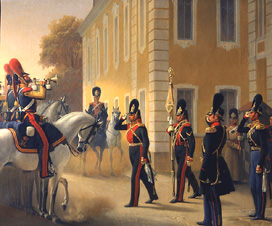 Wachablösung der Leibgarde im Grossen Palast Peterhof a Adolf Gebens