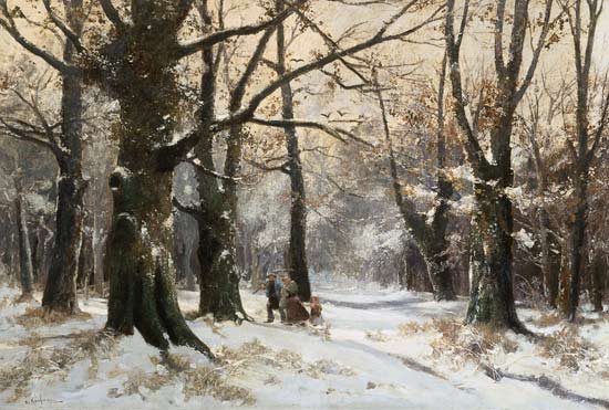 Homecoming by the winter woods. a Adolf Kaufmann
