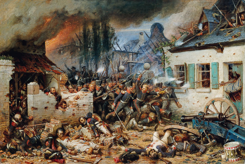Attacking the Prussians in Plancenoit in the Battle of Waterloo a Adolf Northern