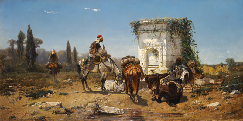 Arabs Resting by a Marble Fountain a Adolf Schreyer