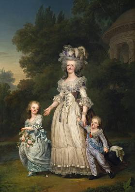 Queen Marie Antoinette (1755-93) with her Children in the Park of Trianon