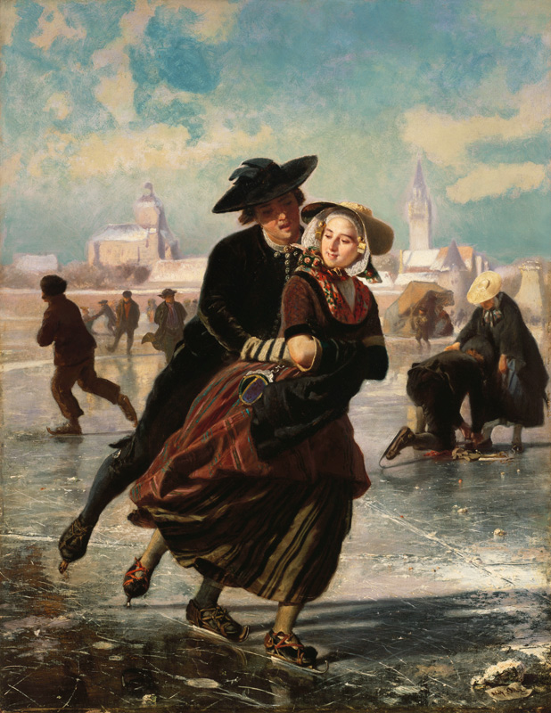 Schlittschuhlaufendes Paar. a Adolf Alexander Dillens