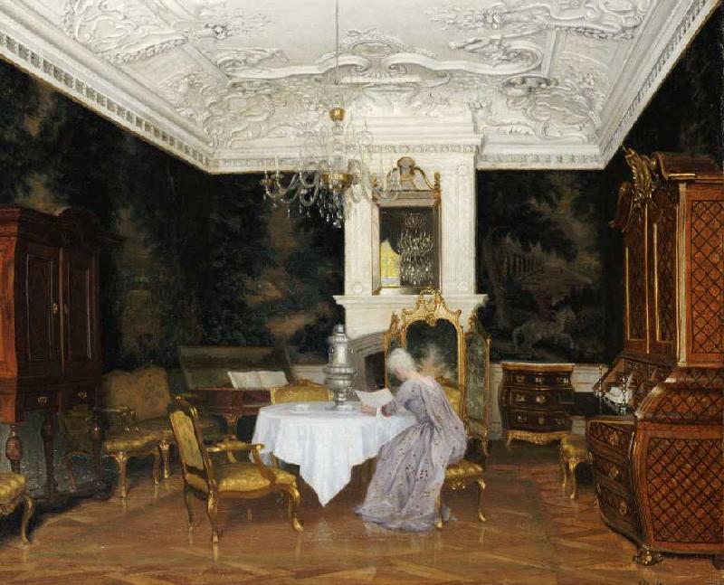 Dame in einem Interieur, Fredensborg a Adolf Heinrich Hansen