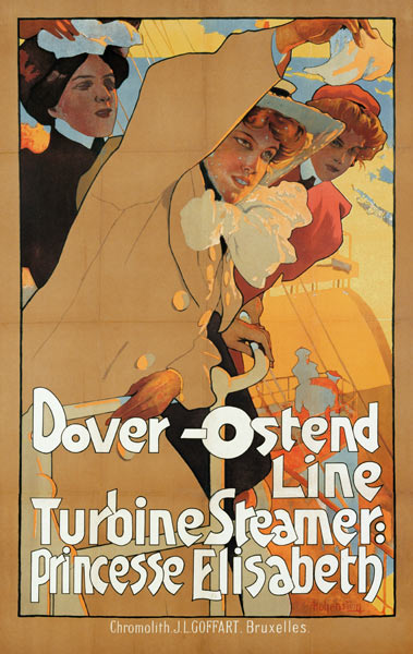 Dover-Ostend Line, Turbine Steamer: Princess Elisabeth (Poster) a Adolfo Hohenstein
