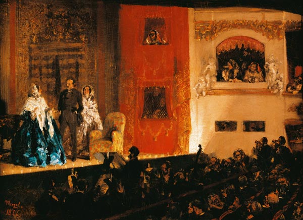 A.v.Menzel, Théâtre du Gymnase in Paris a Adolph Friedrich Erdmann von Menzel