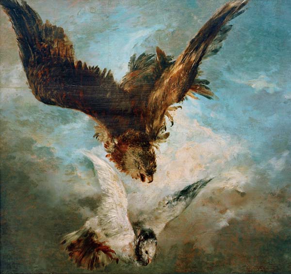 Faucon se précipitant sur une colombe a Adolph Friedrich Erdmann von Menzel
