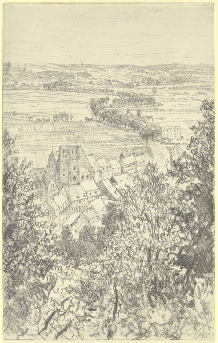 Landschaft bei Kissingen von der Bodenlaube aus a Adolph Friedrich Erdmann von Menzel