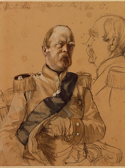 Prince Otto von Bismarck, 1865 (pencil & wash on paper) a Adolph Friedrich Erdmann von Menzel
