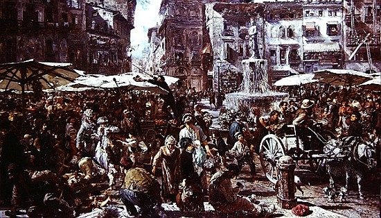 The Market of Verona a Adolph Friedrich Erdmann von Menzel