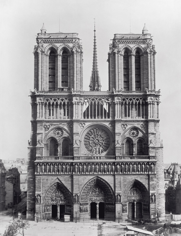 Facade of Notre-Dame, Paris, late 19th century (b/w photo)  a Adolphe Giraudon