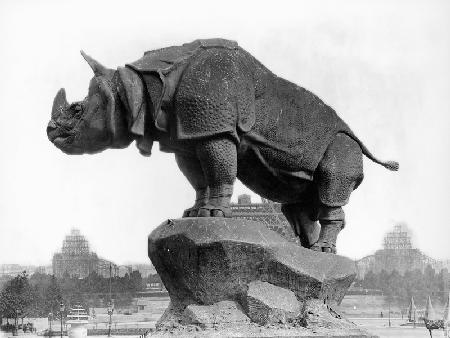 Rhinoceros, 1878, by Alfred Jacquemart (1824-96) in front of the Trocadero Palace, constructed for t