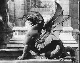 Chimaera from the St. Michel fountain, Paris, c.1860 (b/w photo) 