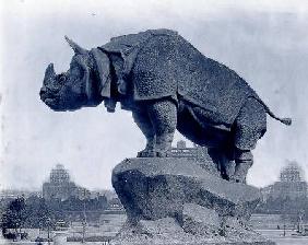 Rhinoceros, 1878, by Alfred Jacquemart (1824-96) in front of the Trocadero Palace, constructed for t