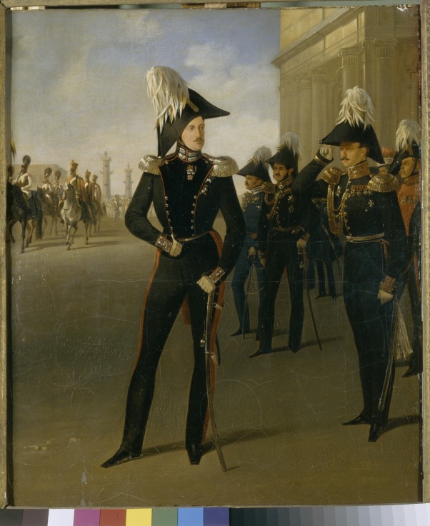 Emperor Nicholas I accepts the official report of the prince Lobanov-Rostovsky a Adolphe Ladurner