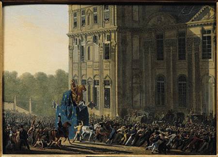 Transporting the Statue of Henri IV (1553-1610) in Front of the Flora Pavilion of the Louvre a Adolphe Roehn