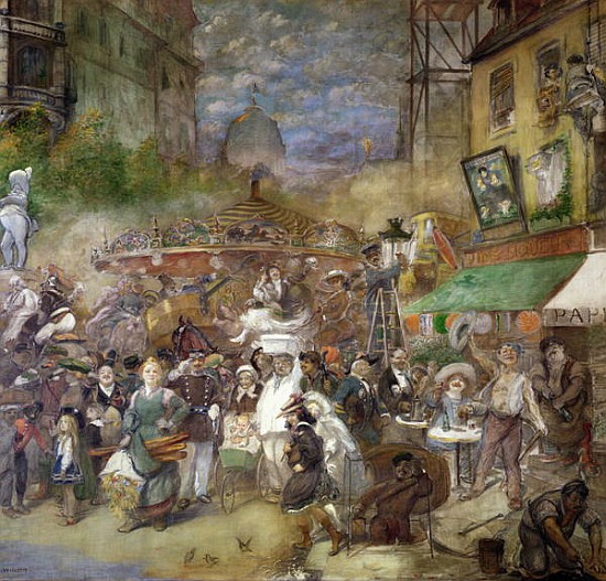 Decorative panel depicting Paris, Salon de la Commission du Personnel a Adolphe Leon Willette