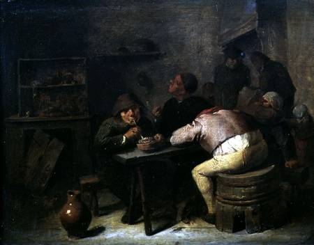 Interior with Smokers a Adriaen Brouwer