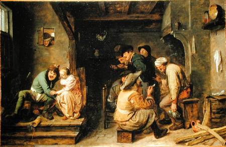 A tavern interior with peasants carousing a Adriaen Brouwer