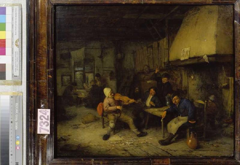 Violin player and drinking smallholders in a tavern a Adriaen Jansz van Ostade