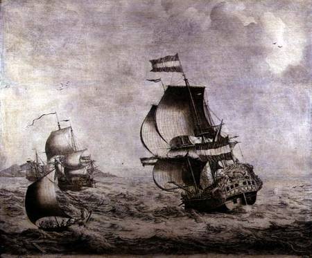 The Warship "Overisjsel" a Adriaen or Abraham Salm