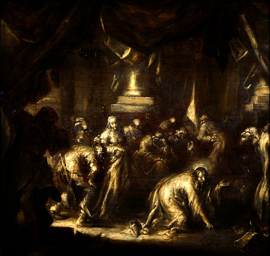 Jesus and the Adulteress (grisaille on wood) a Adriaen Pietersz. van de Venne