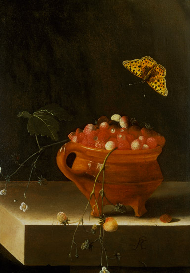 A Pot of Wild Strawberries a Adrian Coorte