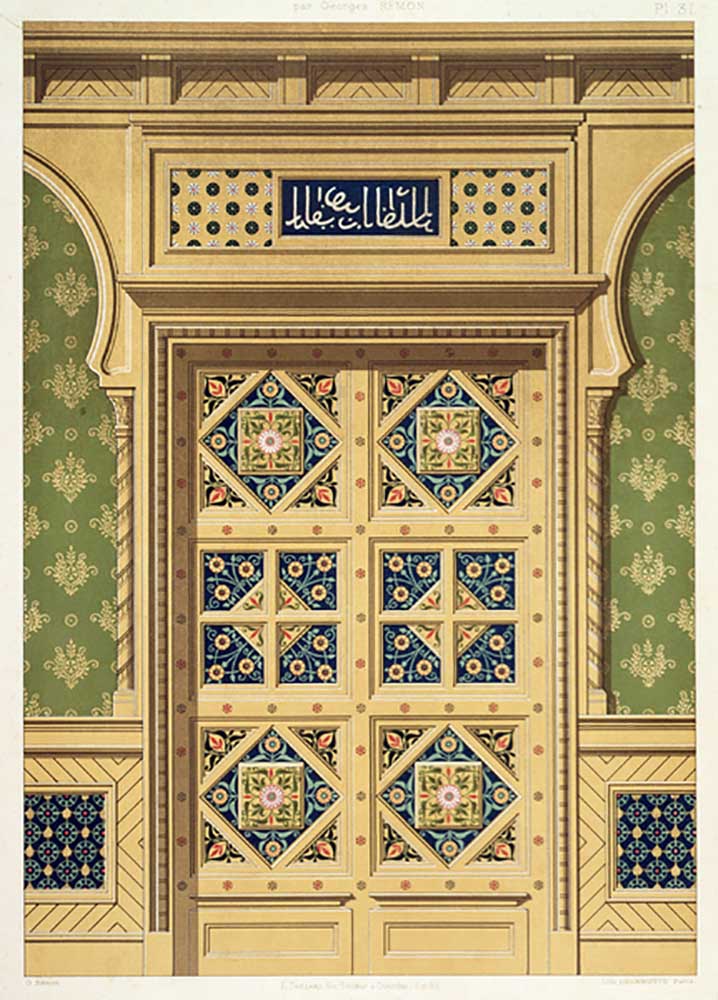 A Moorish door, illustration from La Decoration Interieure, published c.1893-94 a Adrien Simoneton