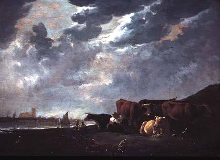 Cattle near the Maas, with Dordrecht in the Distance a Aelbert Cuyp