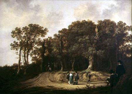 A Wooded Landscape with the Artist Sketching a Aelbert Cuyp
