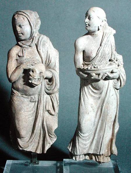 Two statuettes of standing monks, from Hadda a Scuola Afgana