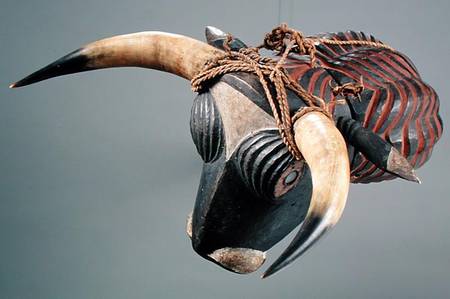 Bull Mask, Bijogo Culture, Bissagos Islands (wood, glass, horn & leather) a African