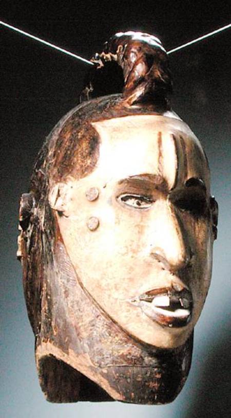 Double-Faced Helmet Mask, Ejagham Culture, from Nigeria or Cameroon (wood, skin, nails & bones) a African