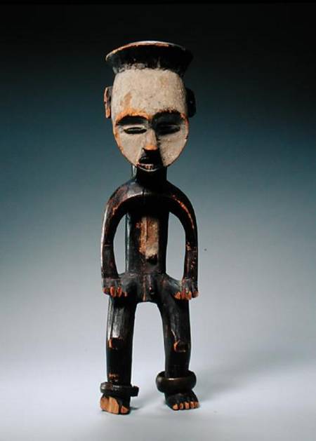 Male Figure, Mbole Culture, Congo (wood, white chalk & metal) a African