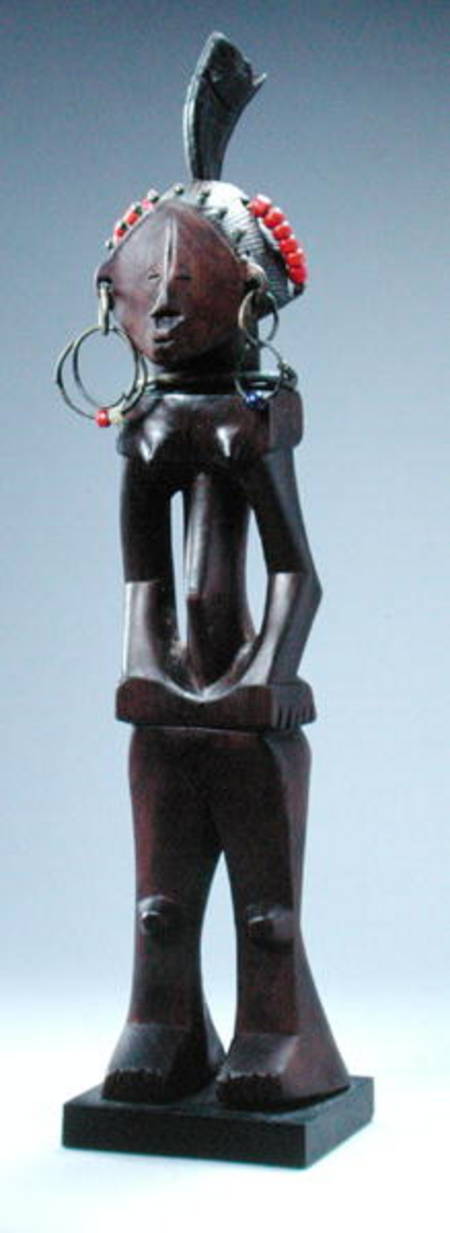 Nkishi Figure, Luba Culture, Shandaki, from Democratic Republic of Congo (wood, iron, beads & antelo a African