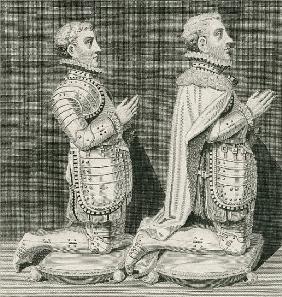 Henry Stuart, Lord Darnley and his brother Charles Stuart, Earl of Lennox, kneeling before their mot