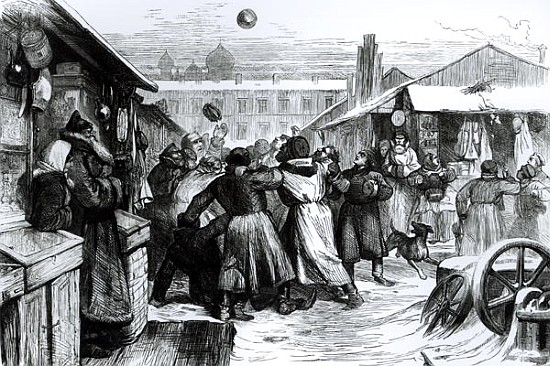 Football in the Jews'' Market, St. Petersburg, from the ''Illustrated London News'', 18741874 a (after) English School