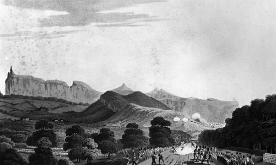 Part of the British Army forming before Port Louis; engraved by I. Clark a (after) English School