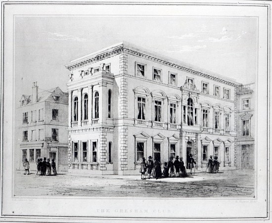 The Gresham Club; engraved by J.R Jobbins, c.1845-50 a (after) English School