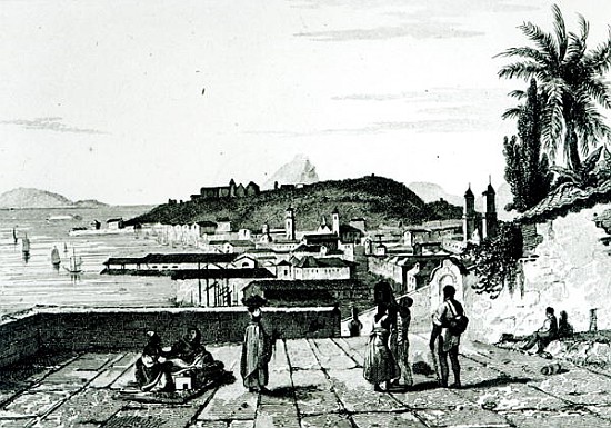 View of Rio de Janeiro from the church of St.Bento drawn Fleury; engraved by Aubert a (after) French School