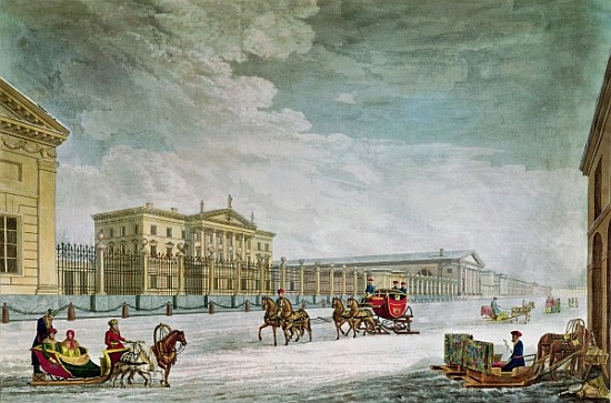 View of the Imperial Bank and the Shops at St. Petersburg (see also 87474) a (after) Mornay