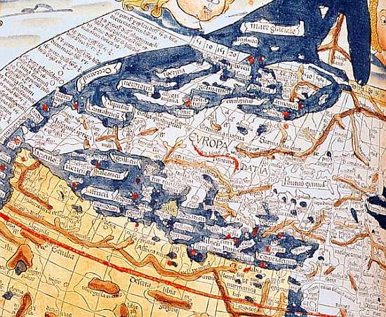 Map of central Europe, 1486 (details of 157909) a (after) Ptolemy