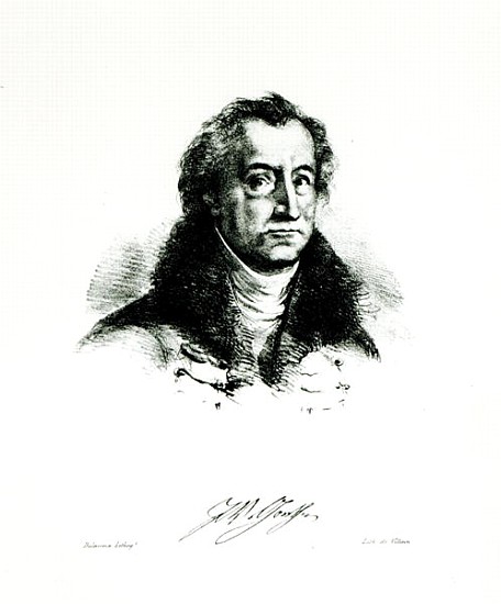 Johann Wolfgang Goethe (1749-1831) ; engraved by Delacroix a (after) Villain