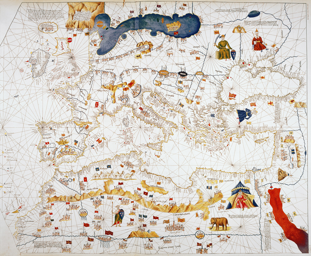 Copy of Catalan Map of Europe, North Africa and the Middle East a (after) Abraham Cresques