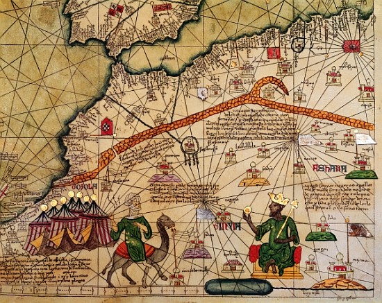 Detail of Copy of a Catalan Map of Europe and North Africa, presented to Charles V of France in 1381 a (after) Abraham Cresques