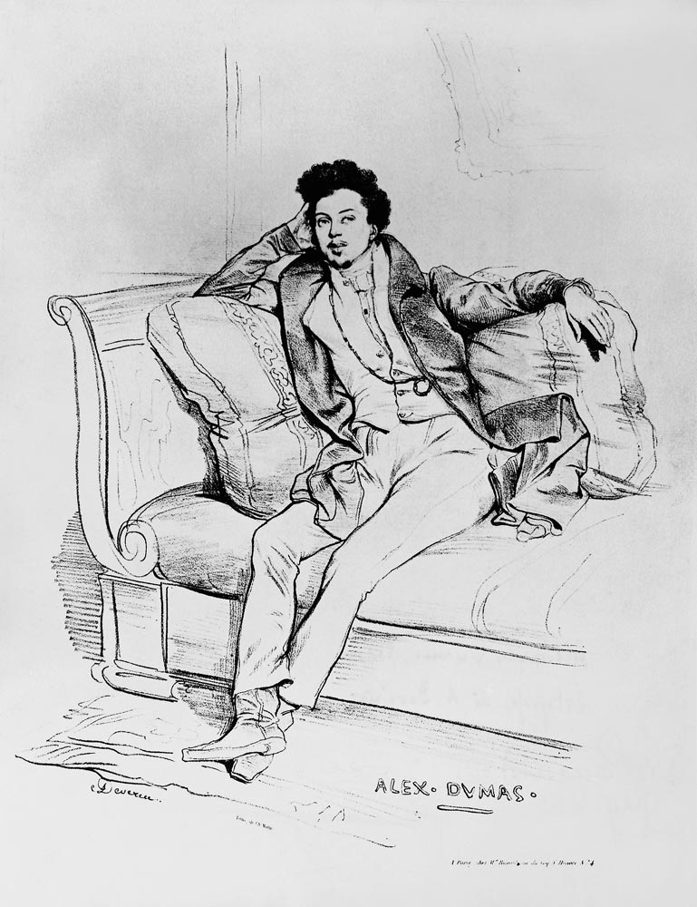 Alexandre Dumas Pere (1803-70) ; engraved by Charles Etienne Pierre Motte (1785-1836) a (after) Achille Deveria