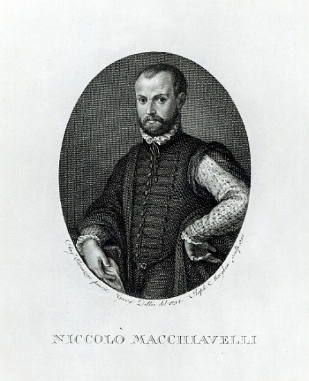 Portrait of Niccolo Machiavelli (1469-1527); engraved by Rafaello Morgan (1758-1833) in 1795 a (after) Agnolo Bronzino
