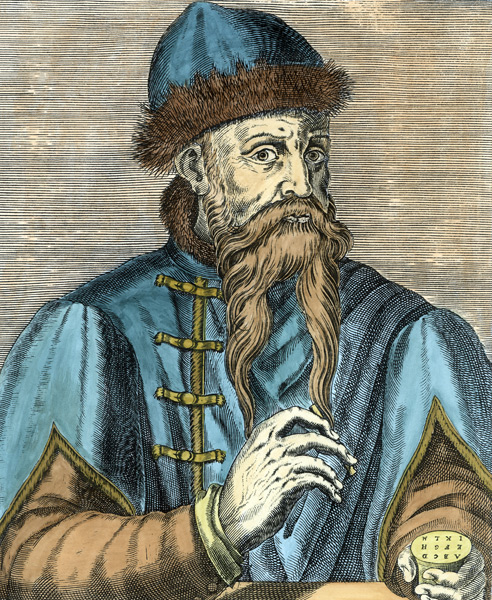 Portrait of Johannes Gutenberg (c.1400-68) a (after) Albrecht Mentz