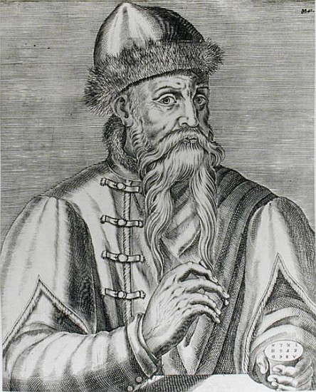 Portrait of Johannes Gutenberg (c.1400-68) a (after) Albrecht Mentz