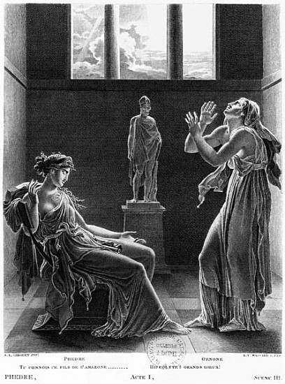 Phaedra and Oenone, illustration from Act I Scene 3 of ''Phedre'' Jean Racine (1639-99) ; engraved b a (after) Anne Louis Girodet de Roucy-Trioson